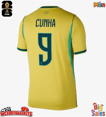 Brazil Matheus Cunha #9 Replica Home Stadium Shirt World Cup 2026 Short Sleeve